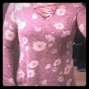 Love, fire Cold Shoulder Faded Maroon Top